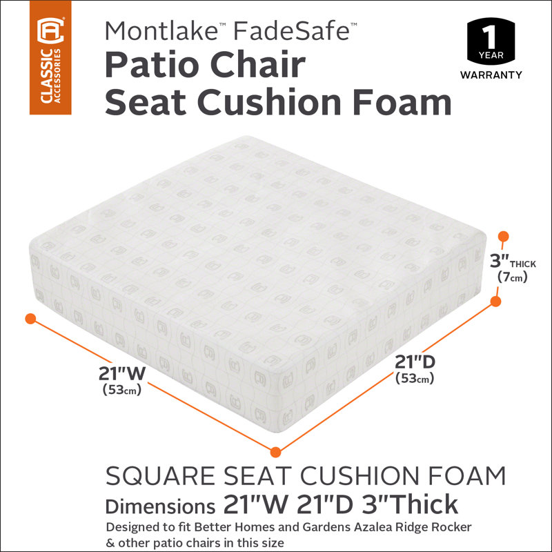 Pina Outdoor Lounge Chair Chair Pad, 3" H x 21" W x 21" D