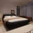 King Size Platform Bed With Stable Support, Solid Wood, Sticky Fabric, Black Luxury Slat Construction, Wood Structure-567168073-567168075