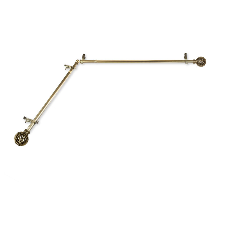 Tringle à rideaux simple en coin jalissa, Laiton antique, 66 à 120 po