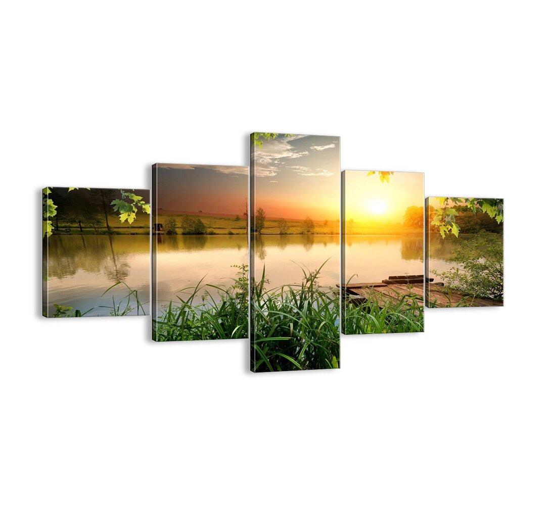 5-tlg. Leinwandbilder-Set - Fotografie „Landscape in a Green Frame”