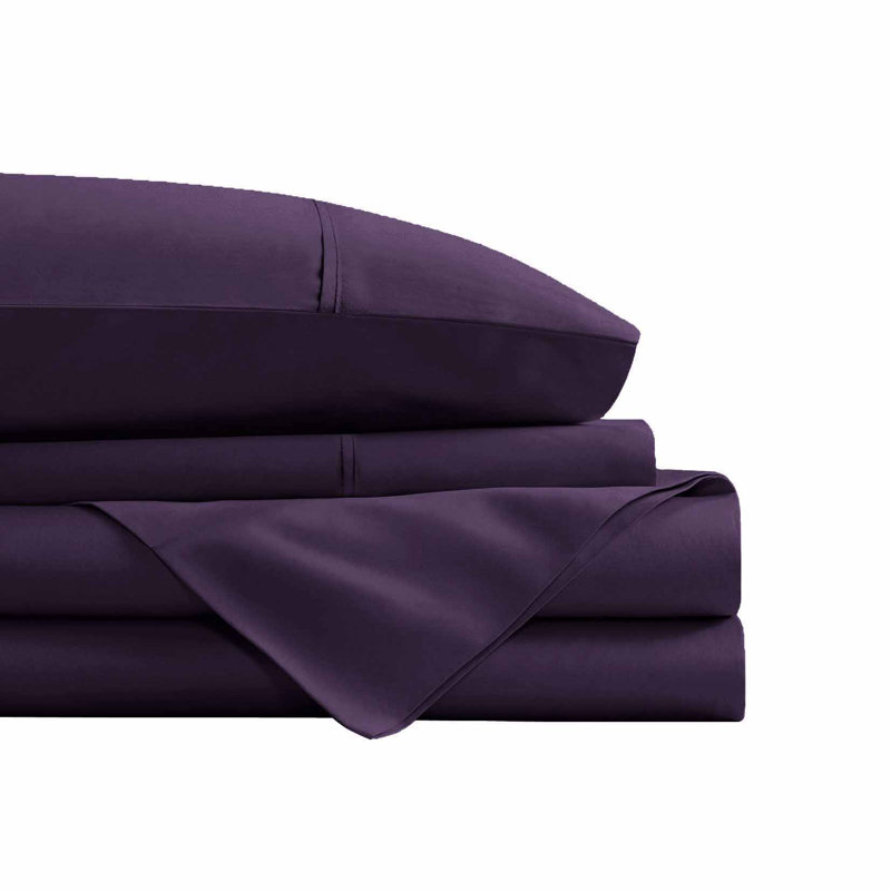 Eggplant Full/Double Polyester Microfiber Sheet Set with Smart Pockets