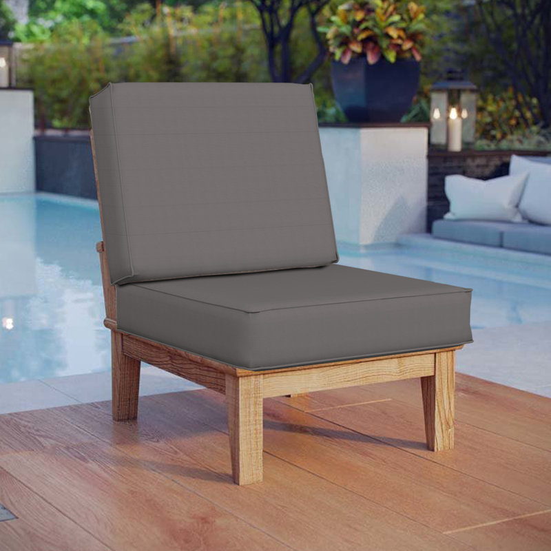 Housse carrée pour coussin de patio imperméable, Polyester gris, H 16 po x l 16 po x P 4 po