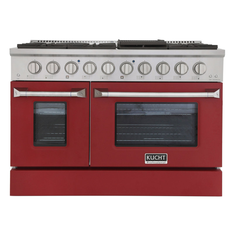 Kucht 48'' W Dual Fuel Range, Red, Liquid Propane