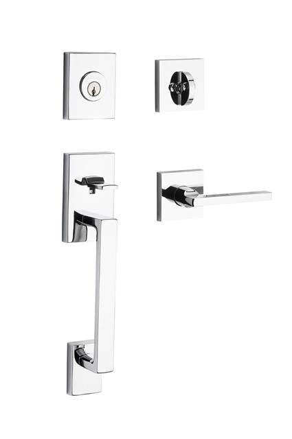 Handleset with Single Cylinder Deadbolt and Door Lever and Rosette Baldwin 