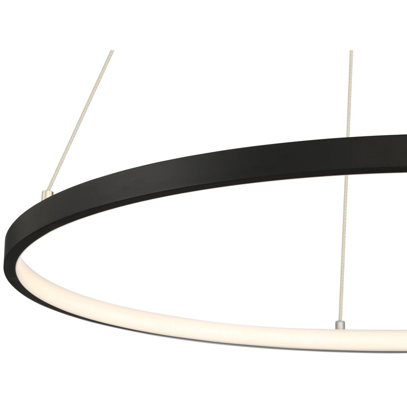 Boyu 1 - Light LED Unique/Statement Pendant, 0.75" H x 15.75" W x 15.75" D, Matte Black