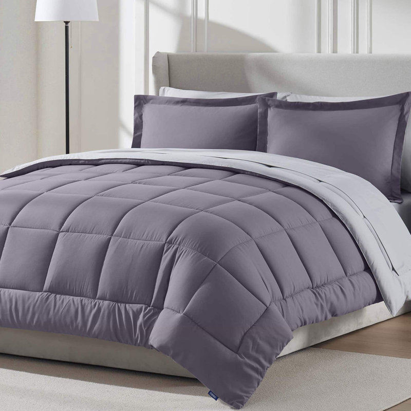 Bed-in-A-Bag Reversible Comforter Set with Bed Sheets & Memory Foam Cooling Pillows, King Comforter + 8 Additional Pieces
