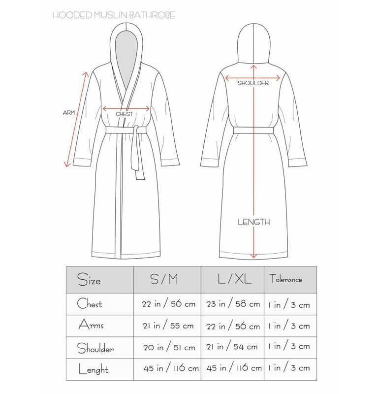 100% mousseline de coton - peignoir léger pour femmes et hommes, séchage rapide, G / TG, Orange