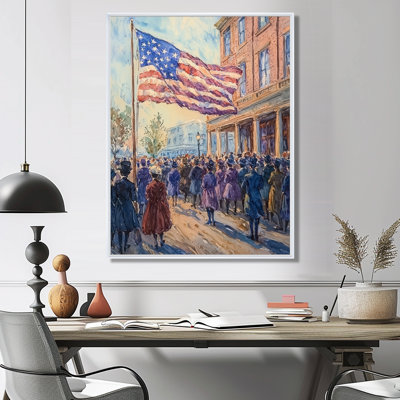 A Rally For Womens Suffrage Outside The Convention - Usa Patriotist Framed Prints
