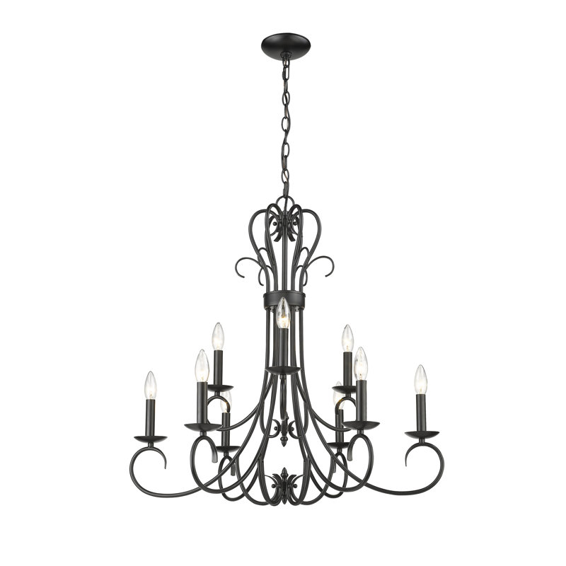 Karcher 9 - Light Dimmable Tiered Chandelier, Matte Black