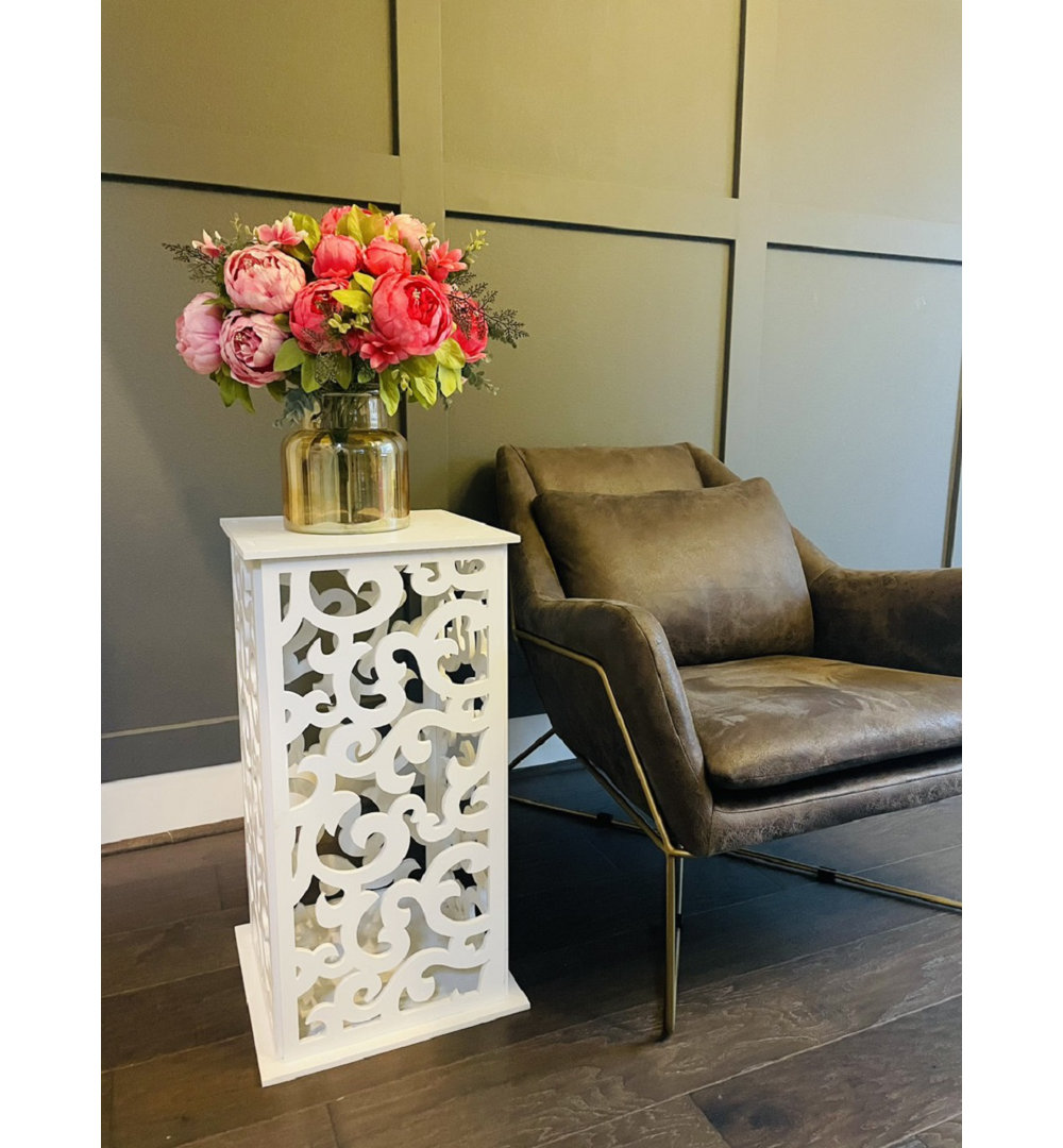 Vima Yaser Decorative Display PVC Stand Pedestal White Color 26"H x 14"W x 14"D Red Barrel Studio®