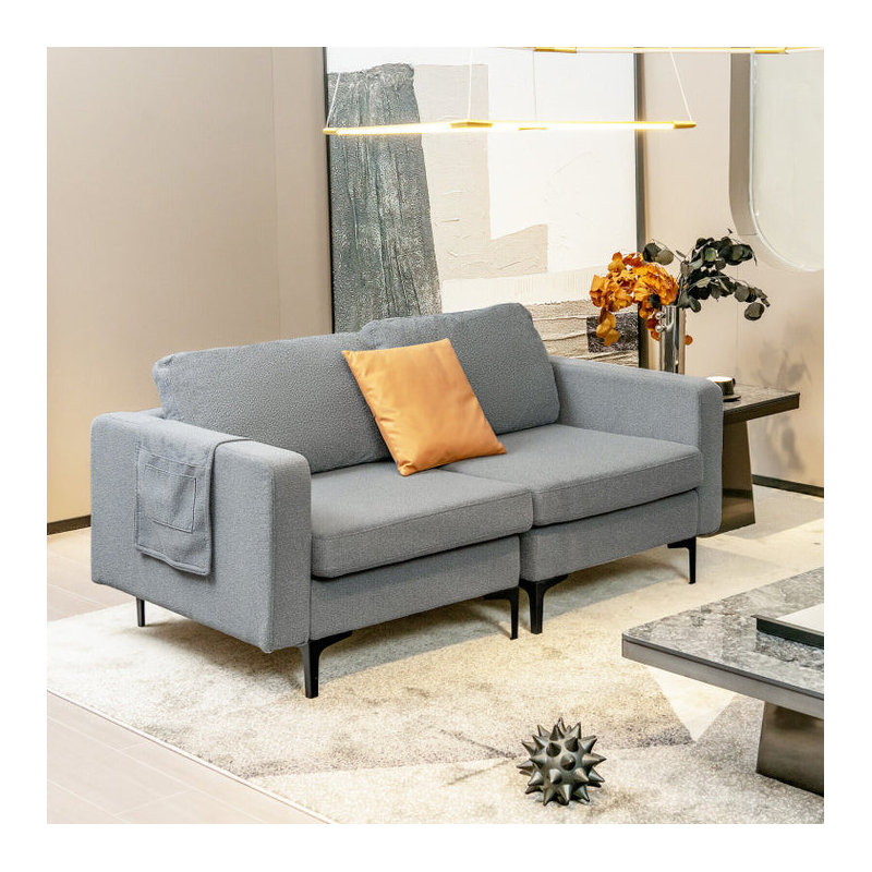 Canapé 32,5 po Dorissa, Tissu en lin gris