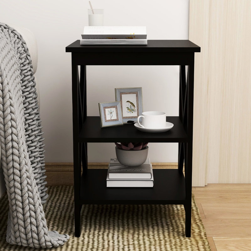 Petite table d'appoint Oxford avec surface laquée UV et pieds en X, idéale pour le salon