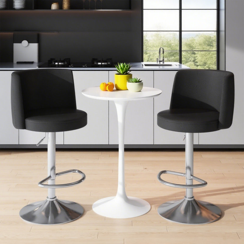 Counter Height Bar Stools, Kitchen Island Barstools Set Of 2, Adjustable Upholstered Swivel Counter Stool, Bar Height Island Chairs With Back & Footrest