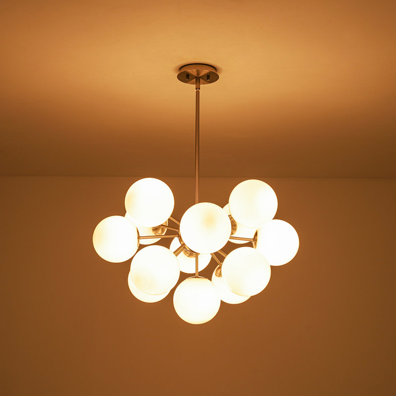 Lustre en forme de globe spoutnik 13 lumières Kohlmeier , Nickel