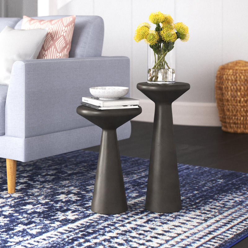 Asuna Concrete Top Nesting Tables, Dark Gray