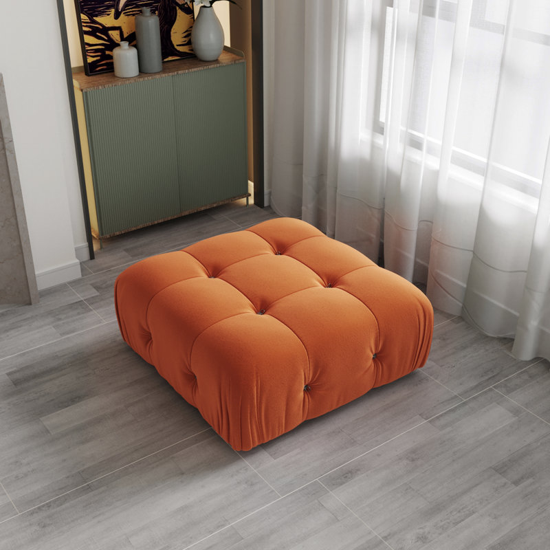 Repose-pieds cylindrique carré de 34,5 po Jesse, Orange