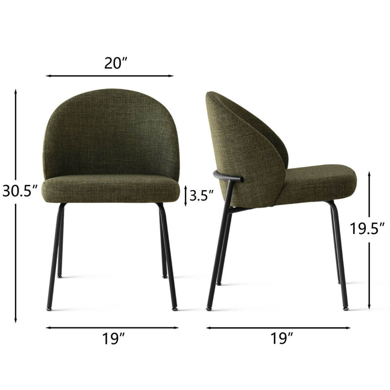 Chaises de salle à manger rembourrées de style moderne, Vert