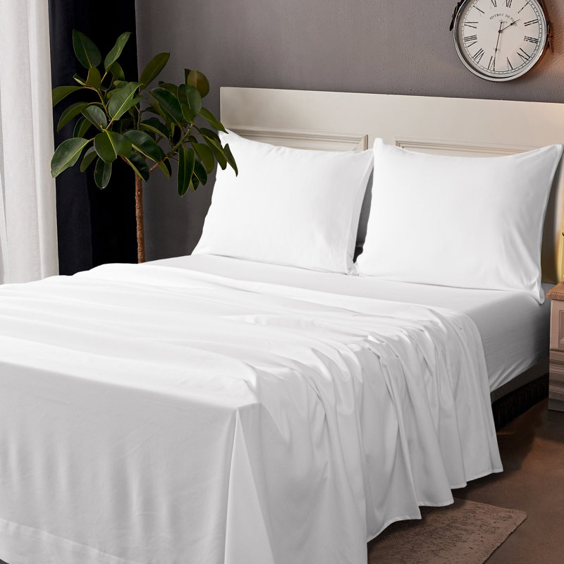 Ensemble de draps, ensemble de draps en microfibre brossée 1800 avec poche profonde - NTBAY, Blanc