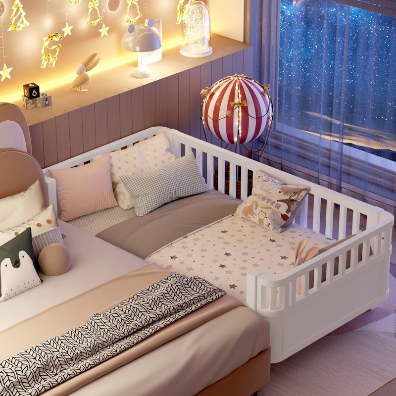 Lit plateforme en bois pour enfants Lit en bois à profil bas avec rails pour filles et garçons