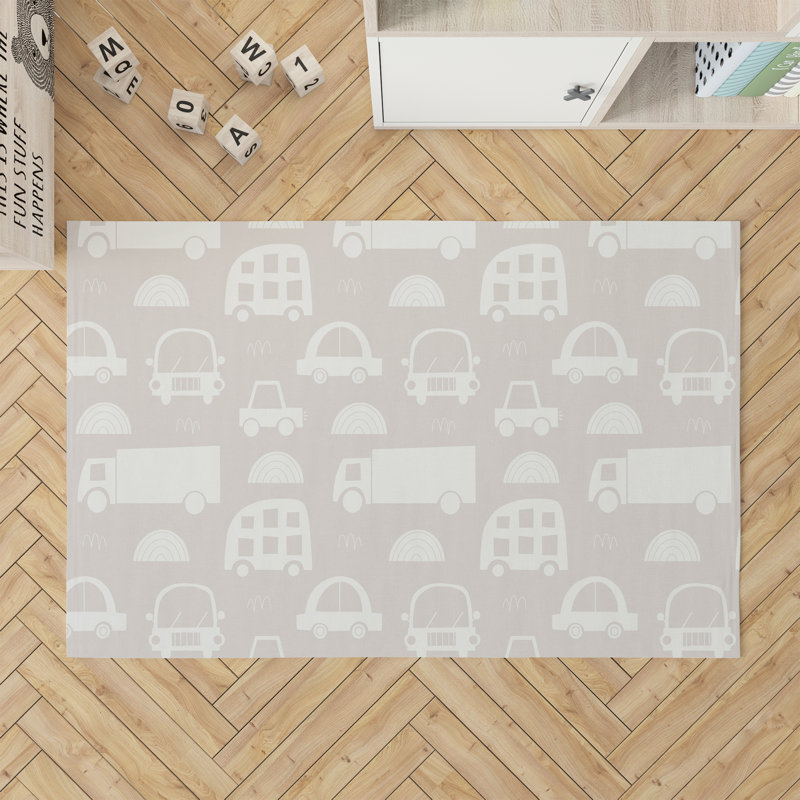 Tapis de jeu trafic pour enfants, Rectangle 5 pi x 7 pi, Taupe