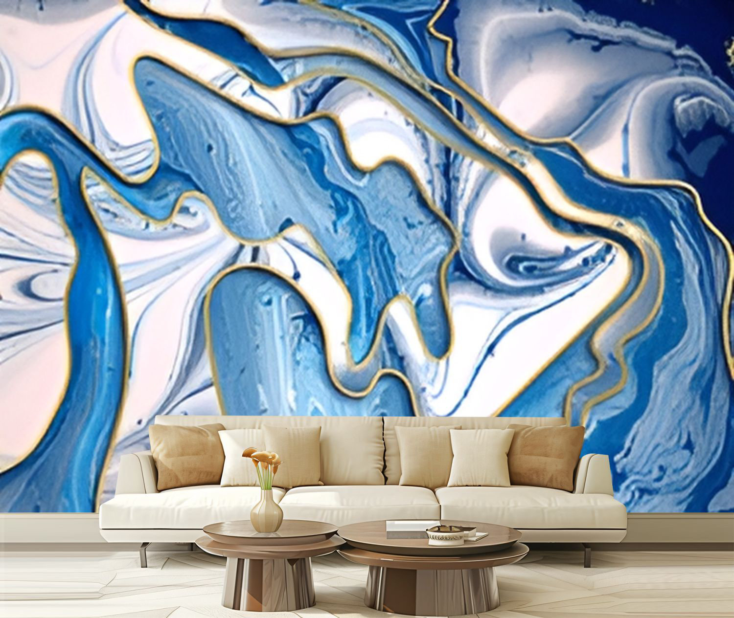 Ivy Bronx Peel and Stick Canvas Wallpaper Wall Mural Agate ripple ...