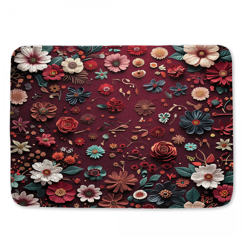 Tapis de bain floral, 24in W x 17in L