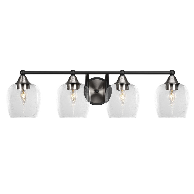 Michell 4-Light Bath Bar, Matte Black/Brushed Nickel