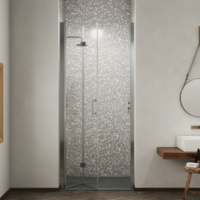 Porte de douche pliante 30 po x 72 po avec verre trempé de 6 mm, installation réversible, conception de cadre réglable pour les petites salles de bain