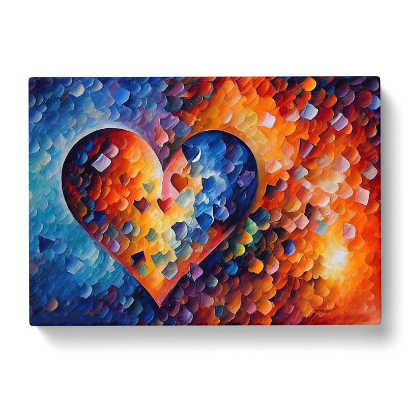 Love Heart Painting Abstract - Wrapped Canvas Painting, 40cm H x 60cm W x 3cm D