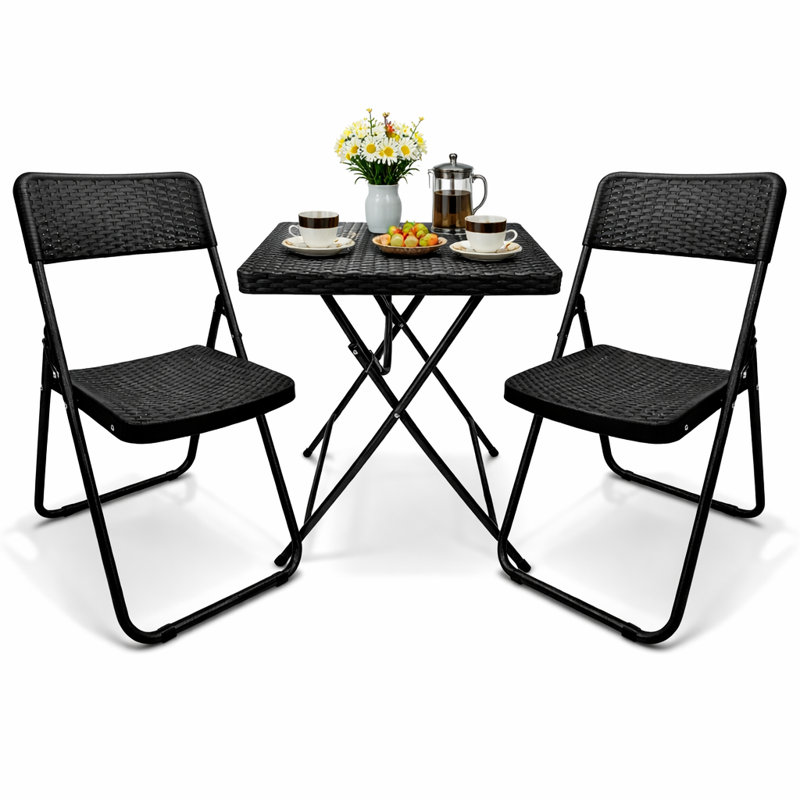 SUNMER Rattan 3-piece Bistro Set, Black