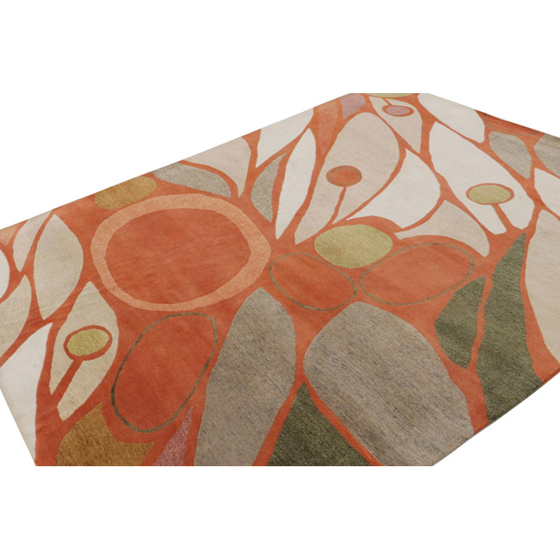 Hand Knotted Geometric Area Rug, Rectangle 10' x 14'