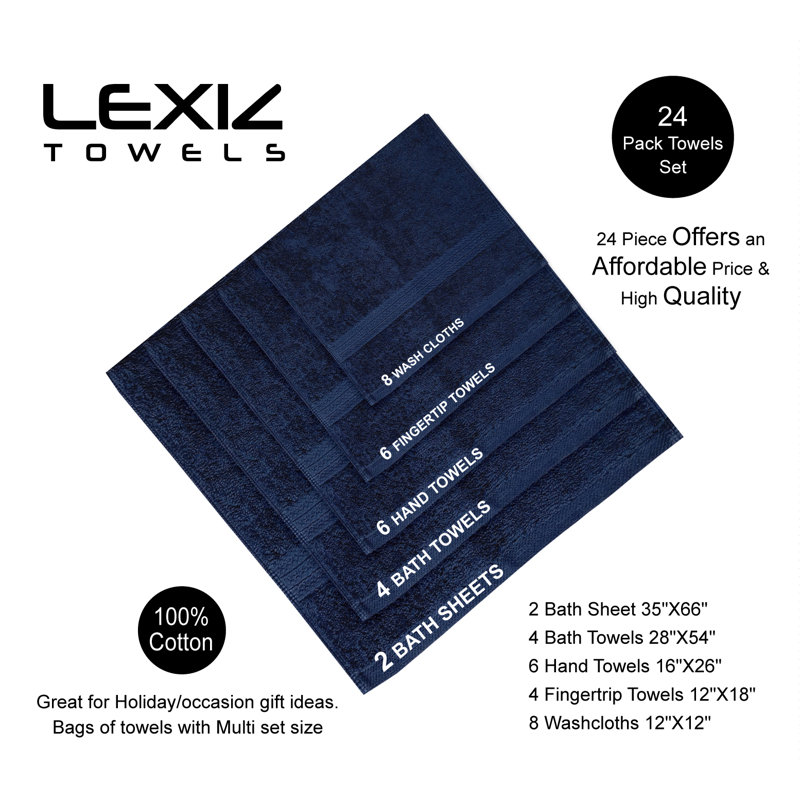 Terrycloth Bath Towels (Pack of 24), Denim
