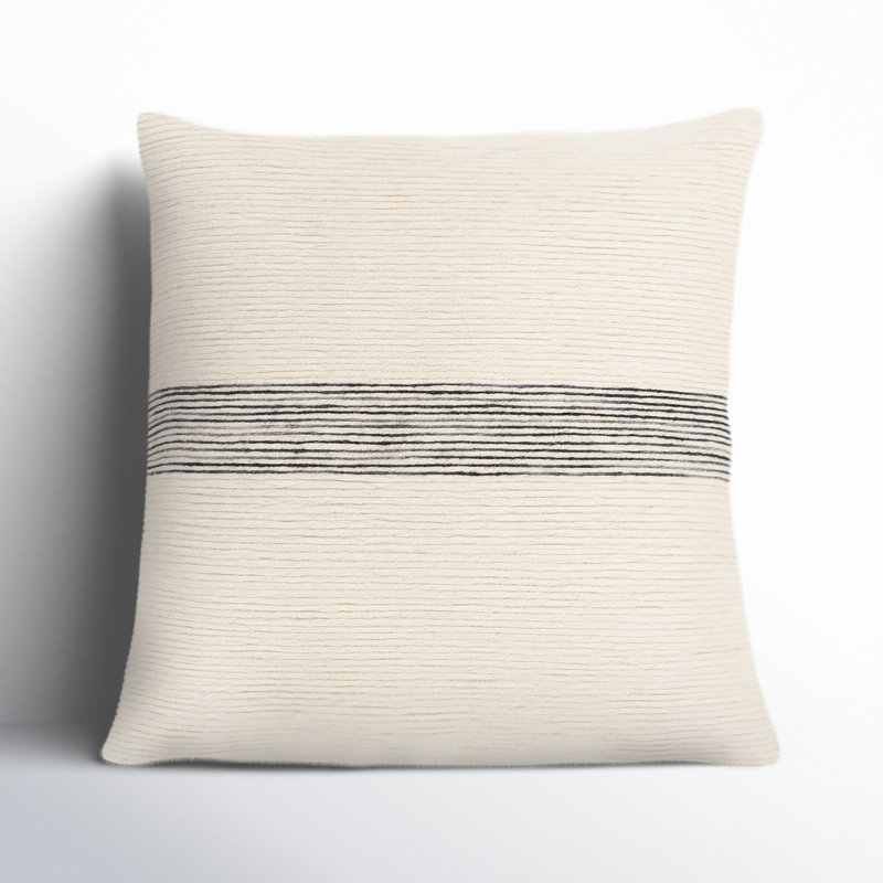Cason Striped Cotton Blend Throw Pillow, Polyester/Polyfill, 20" x 20"