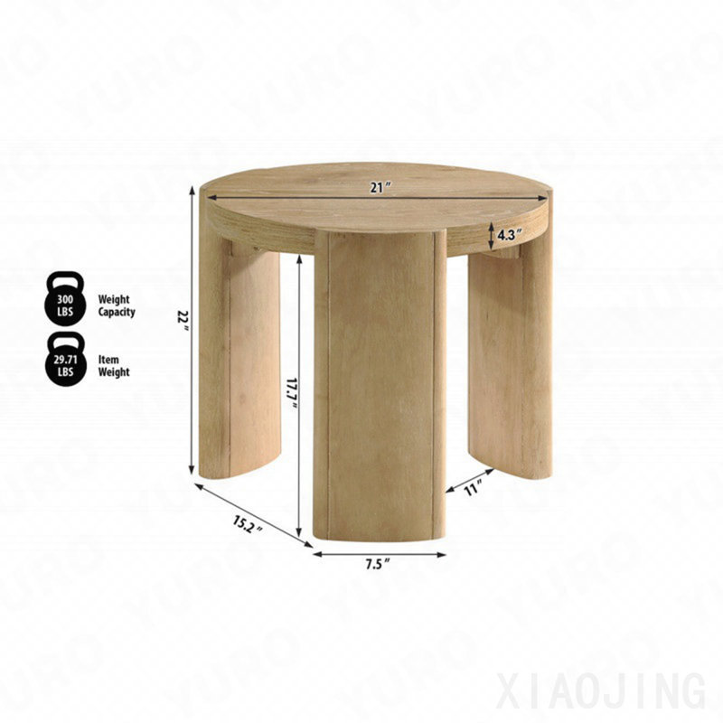 Table de bout ronde en bois de grève 21 pouces Kepler