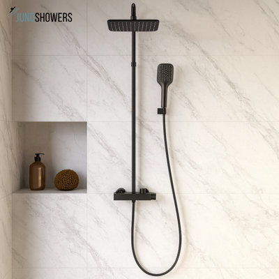 Ensemble de douche mural noir mat à poignée simple JunoShowers