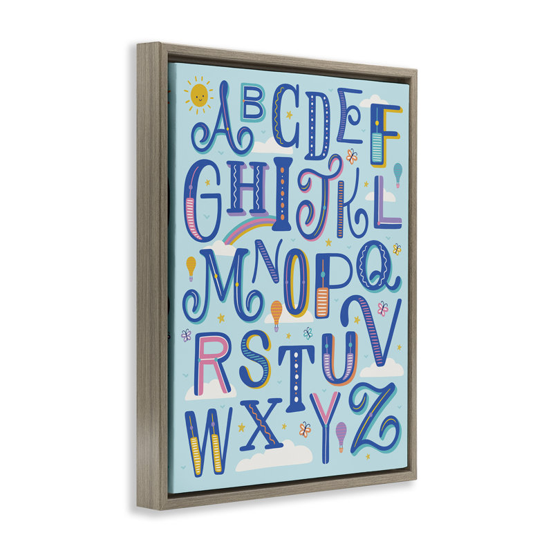 «Alphabet Letters in Sky», art mural par Jalynn Heerdt, Cadre flottant orme Montalcino, H 21 po x l 17 po