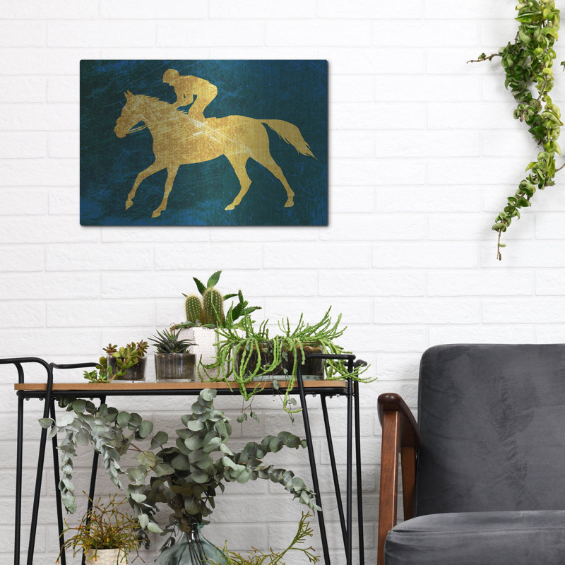 «Gold Jockey On Blue» par Irena Orlov, H 12 po x l 16 po