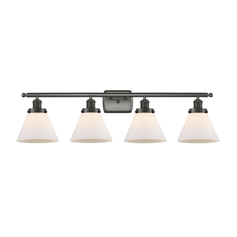 Éclairage pour salle de bain 4 lumières Ameka, Blanc mat, DEL, Bronze huilé