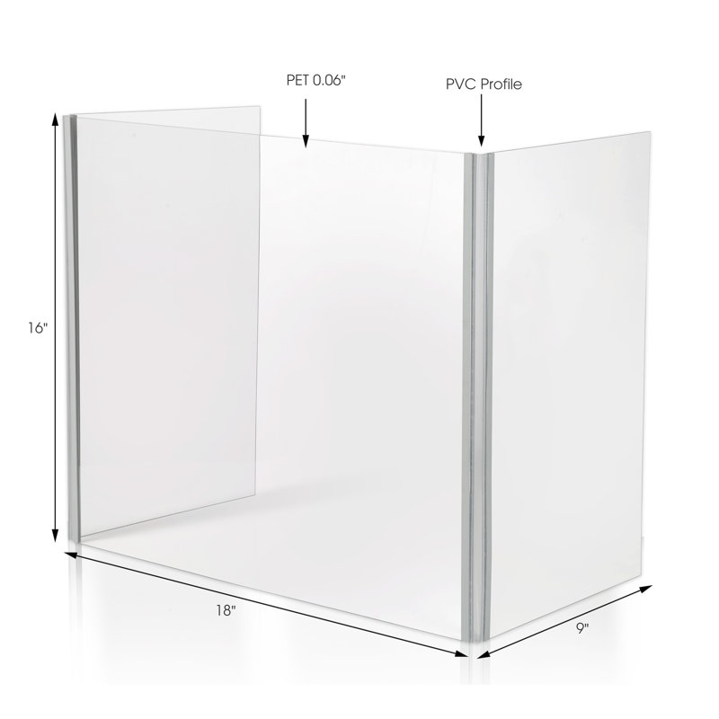 Clear PET Foldable Tabletop Sneeze Guard with Rounded Edges