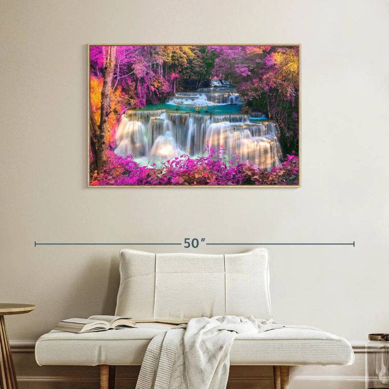 Chutes d'eau, Cadre flottant en bois naturel, 40 po x 27 po