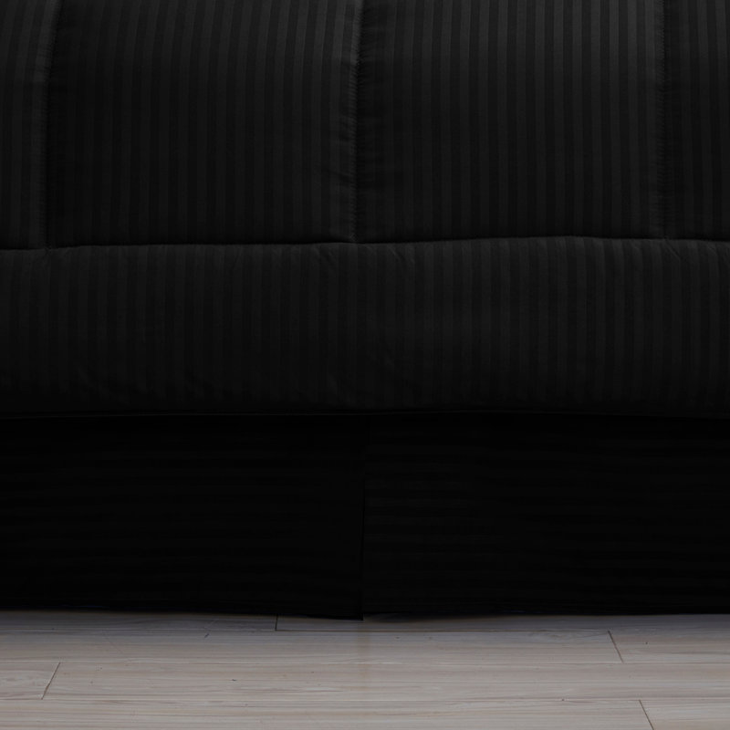 Dobby Stripe Embossed Bed In a Bag Comforter Set, King Comforter + 7 Additional Pieces, Black