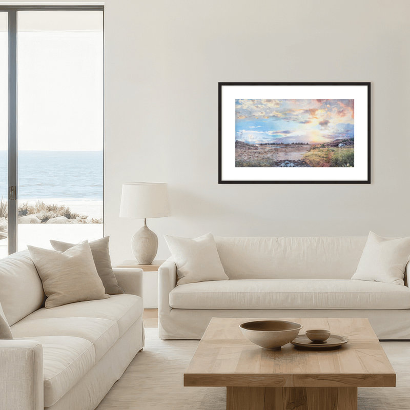 Nature Inspired Ice Landscape by Stefanie Bales - Framed Artwork, 24" H  x  36" W, Framed Matted Print, Black