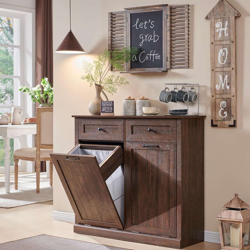 Farmhouse Laundry Basket Cabinet, Brown