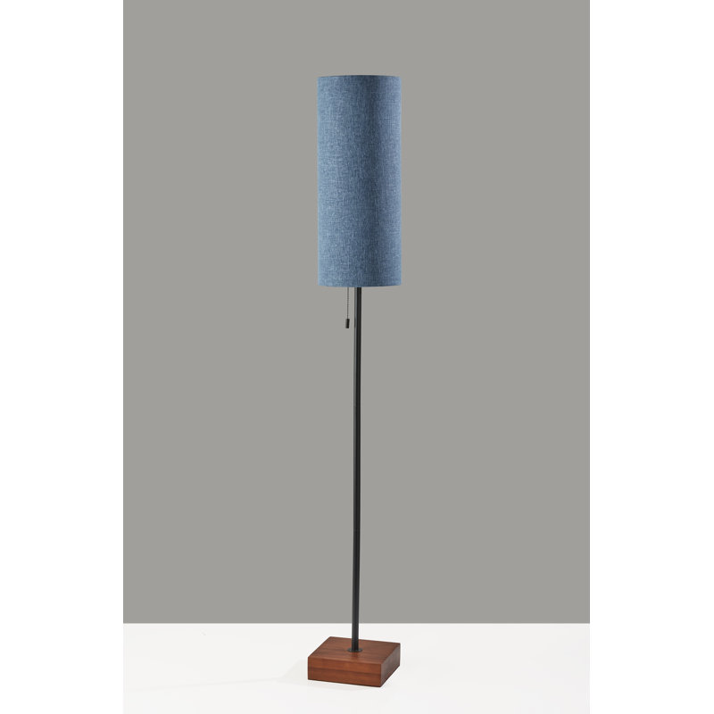 Henleaze 62'' Black Traditional Floor Lamp, Textured Blue