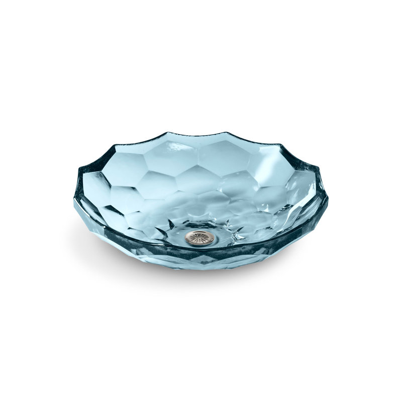 Kohler Briolette, Artist Editions Round Faceted Glass Bathroom Vessel Sink, Translucent Dusk