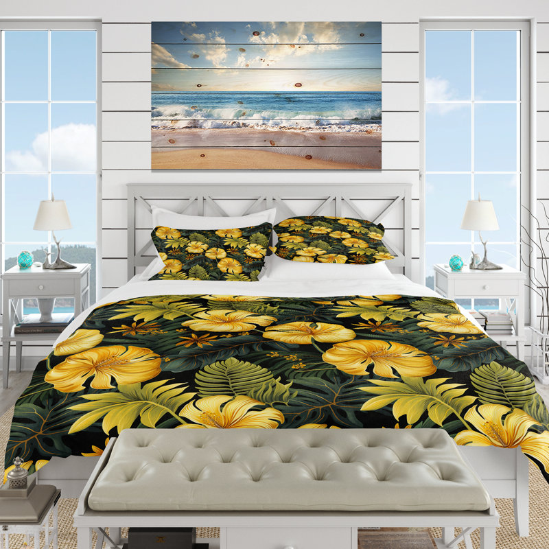 Monstera Magic Tropical Pattern - Ensemble de housse de couette tropical, Housse de couette pour très grand lit et 2 très
