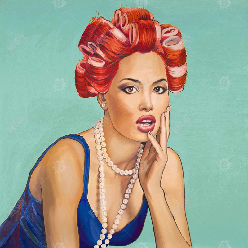 «Pin Up Girl With Curler» sur toile