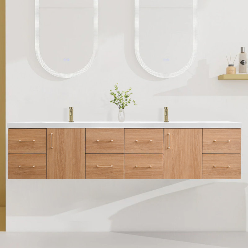Meuble-lavabo double 84 po avec comptoir double blanc
