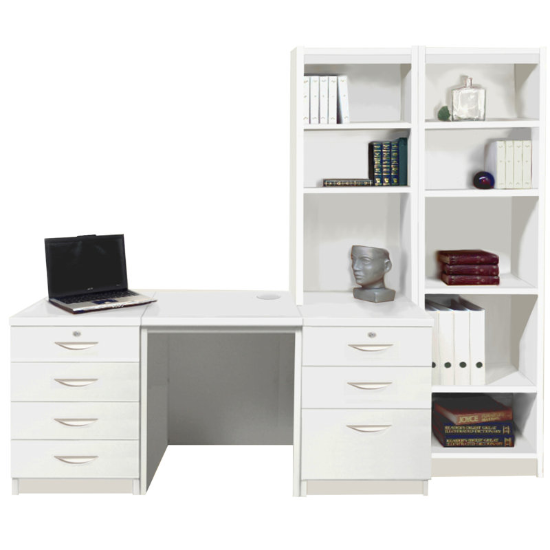 Brelon 5 Piece Computer Desk Office Set, White