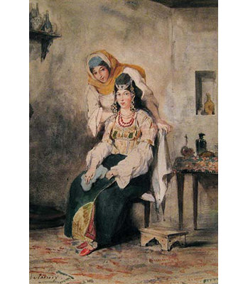 «Saada The Wife of Abraham Benchimol and Préciada One of our Daughters 1832» par Eugene Delacroix - reproduction d'art